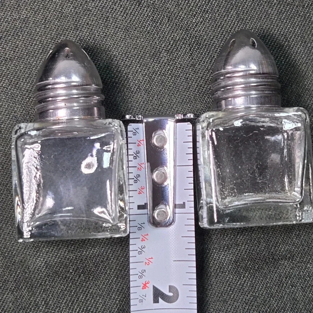 Mini Glass Salt and Pepper‎ Shakers Square Setting 1.5in 12 individual or 6 sets